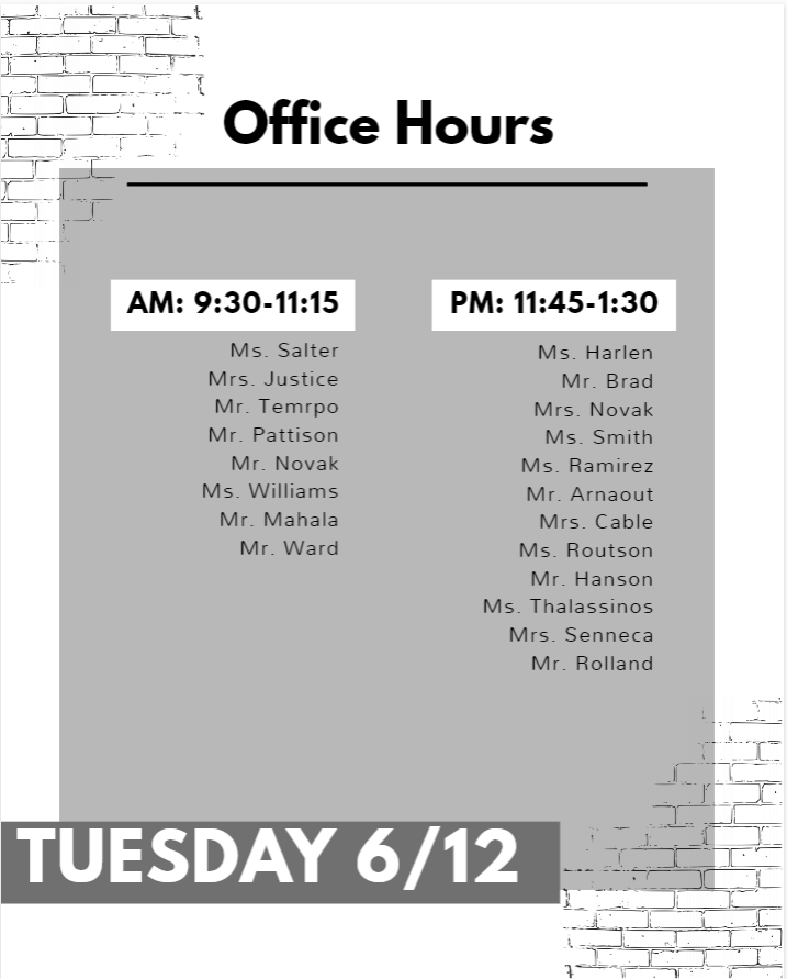 Office Hours Tuesday